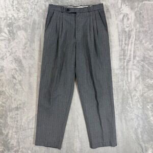Vintage Cotler Pleated Dress Pants Men's Size 29x30 Gray Pinstripe Trousers